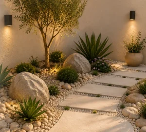 Jardim com Pedras Elegante e de Baixa Manutenção