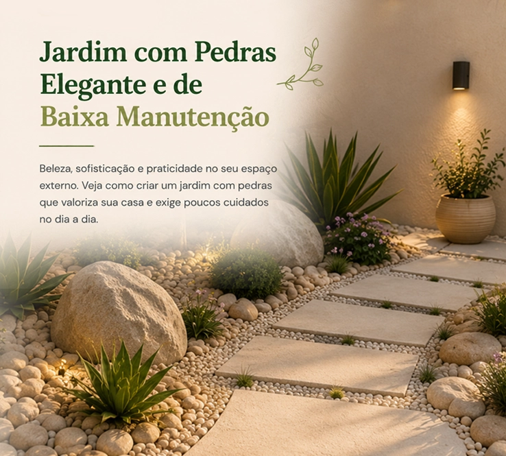 Jardim com Pedras Elegante e de Baixa Manutenção